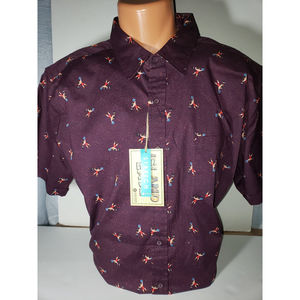 Men's Bodybuilder Muscle Man Casual Shirt 2XL Purple Flex Fit  New